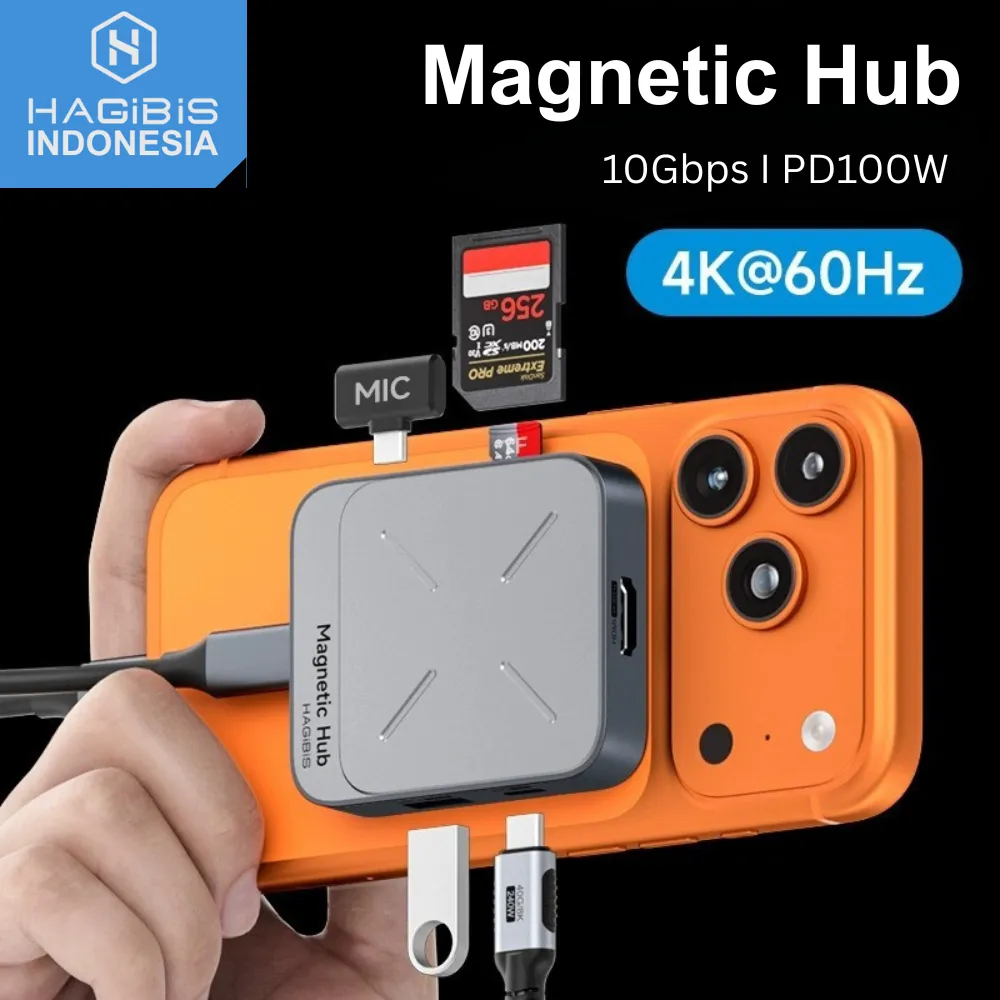 Hagibis Magnetic USB C Hub Type-C Multiport Adapter Docking Station 4K HDMI 100W PD For Macbook iPhone 16/15 Pro Thunderbolt 4