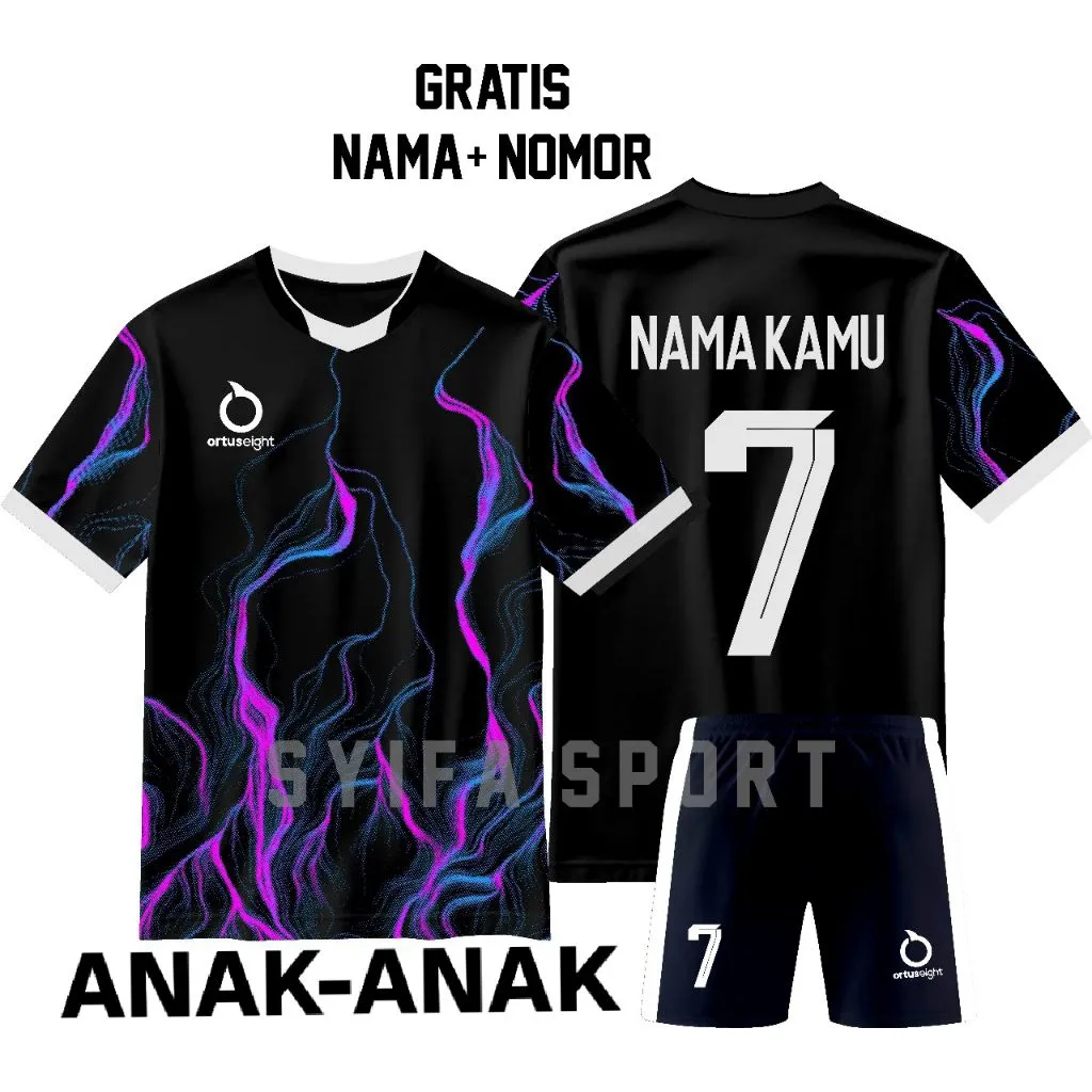 baju bola anak laki-laki gratis saboln nama+nomor jersey futsal volly & badminton