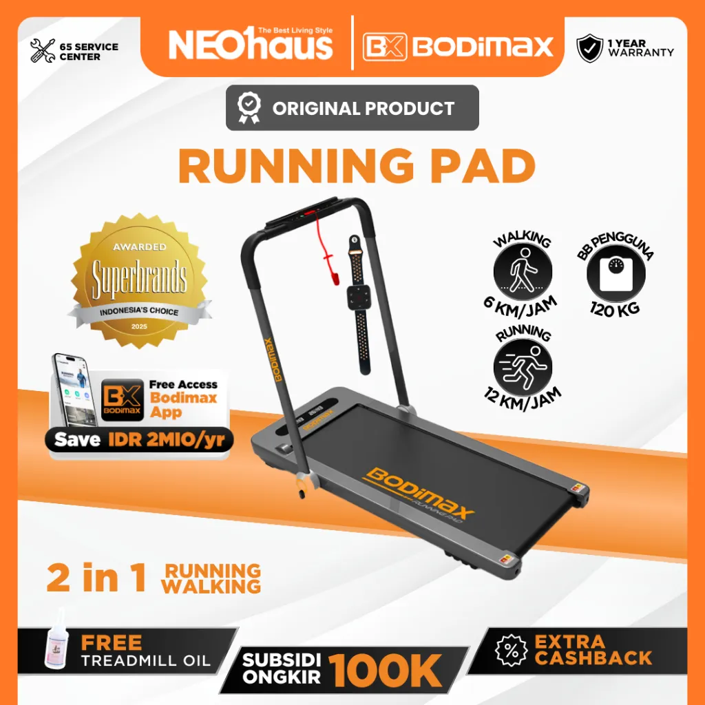 BODIMAX RUNNING PAD 2in1 - Treadmill Elektrik