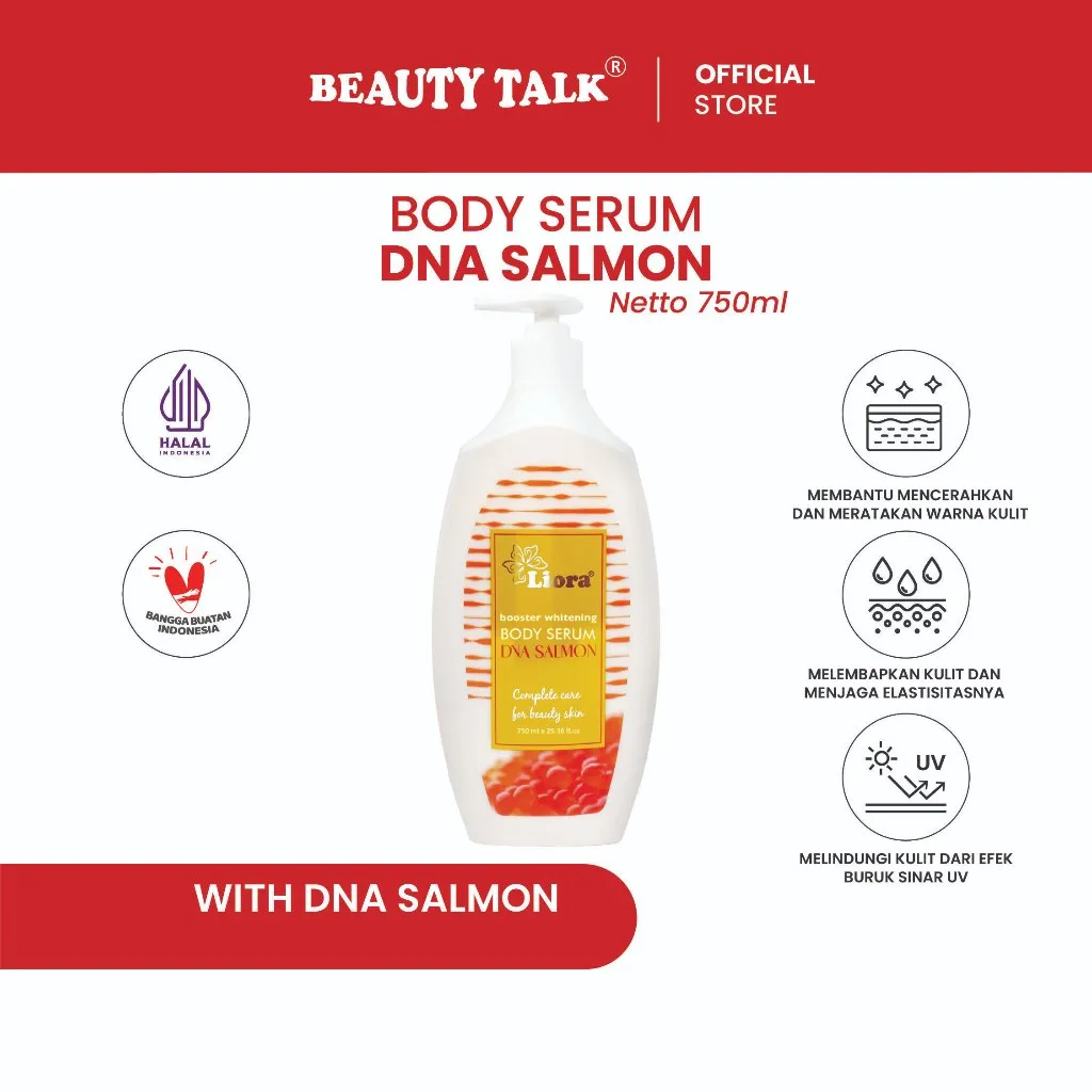 LIORA Booster Whitening Body Serum (DNA Salmon) 750ML | Body Lotion Mencerahkan Dan Menutrisi Kulit