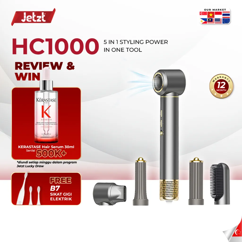 JETZT HC1000 Hair Dryer 3 in 1 Pengering rambut 200 Juta ion negatif Teknologi anti radiasi aman untuk anak-anak dan wanita hamil