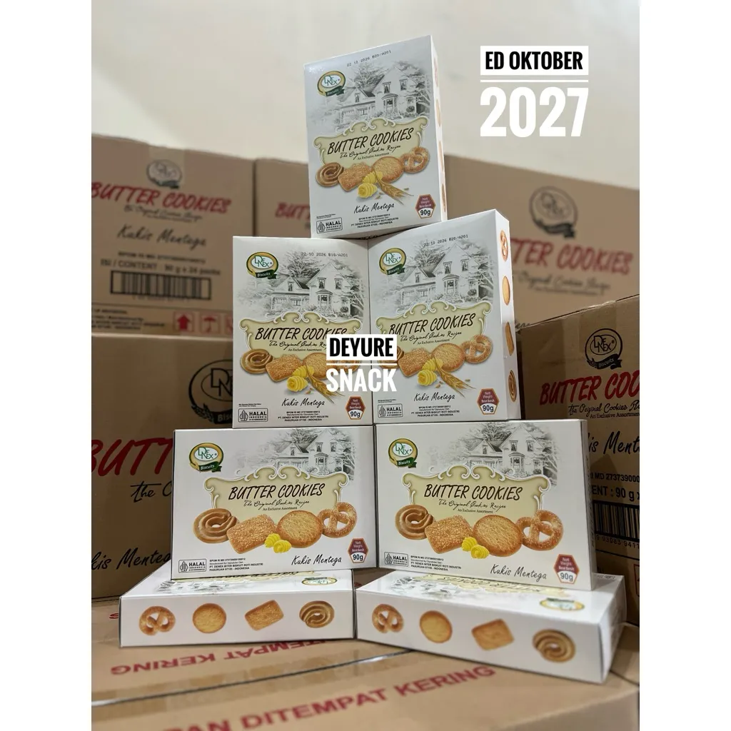 Denex Butter Cookies 90 gr 1 dus isi 24 Pcs Snack Hajatan Karton