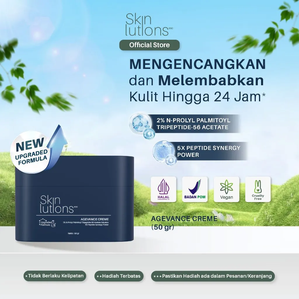 SKINLUTIONS ESC Agevance Moisturizer Cream / Pelembab Wajah & Anti Aging Kusam Kerutan Niacinamide + Peptide 2%