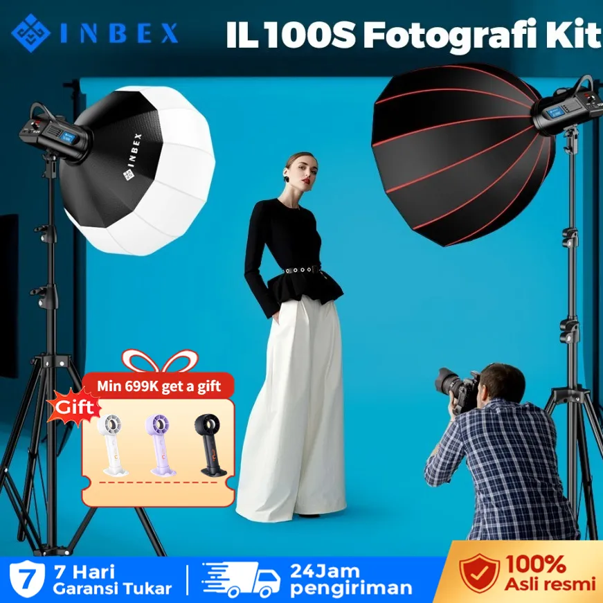 INBEX IL100S Profession Lampu Studio 100W Live kit Foto Fil Light LED Display Screen Softball Softbox godox