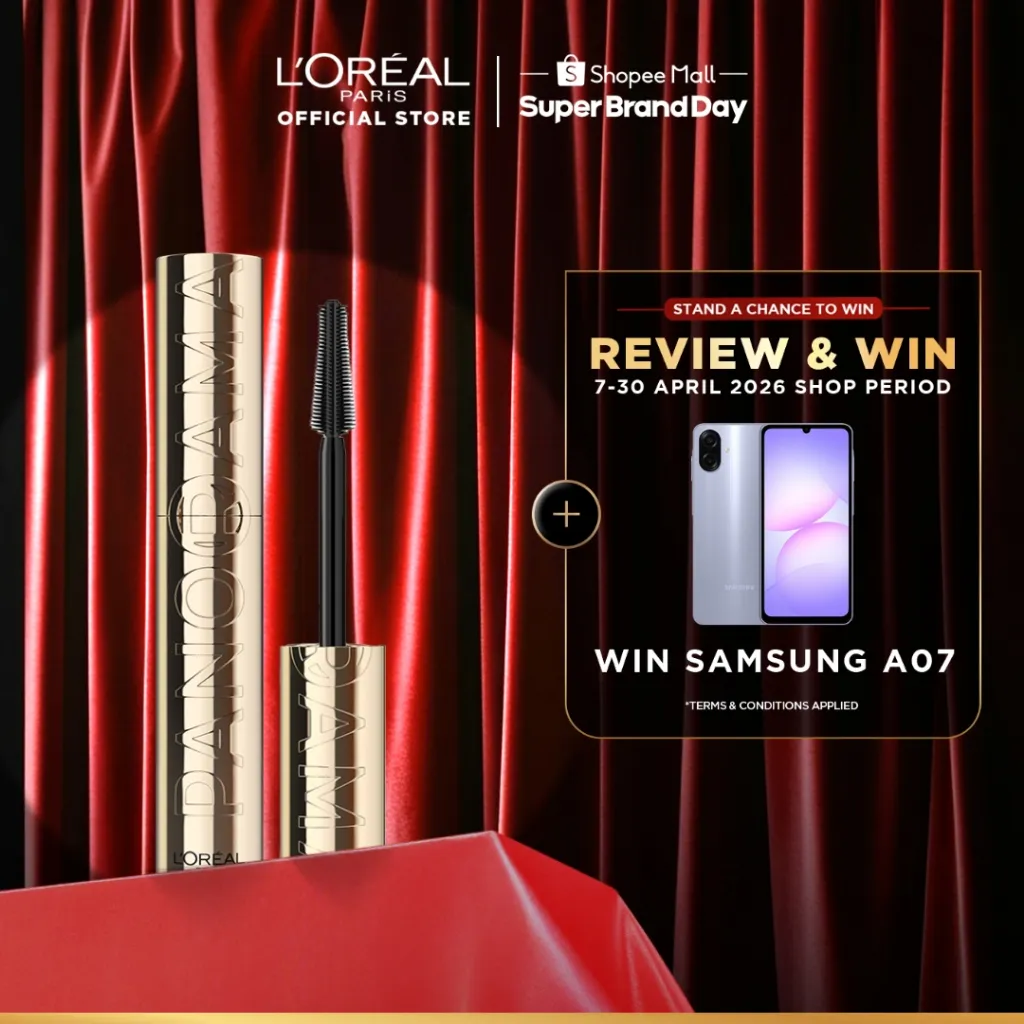 L'Oreal Paris Voluminous Panorama Waterproof Mascara, Smudgeproof, Clumps-free, 24H Longlasting, Panoramic Volume, Dramatic Volume - Maskara Waterproof Anti Air Tahan Lama Hingga 24 Jam Tahan Air Volume Dramatis Loreal Maskara Makeup Make Up