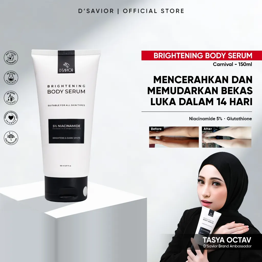 D'SAVIOR Brightening Body Serum Niacinamide 5% High Grade 150ml | Serum Pelembab Pencerah Kulit
