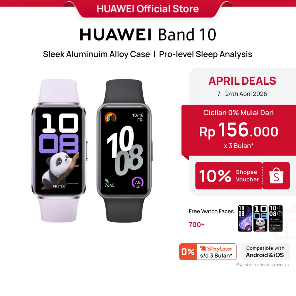 HUAWEI Band 10 Smartband | Sleek Aluminum Alloy Case | Pro-Level Sleep Analysis | Emotional Wellbeing Assistant
