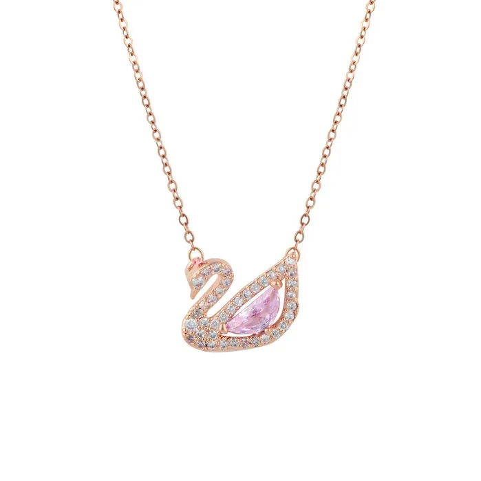 Panlandwoo - Kalung Rhodium Wanita Pinky Swan Adjustable