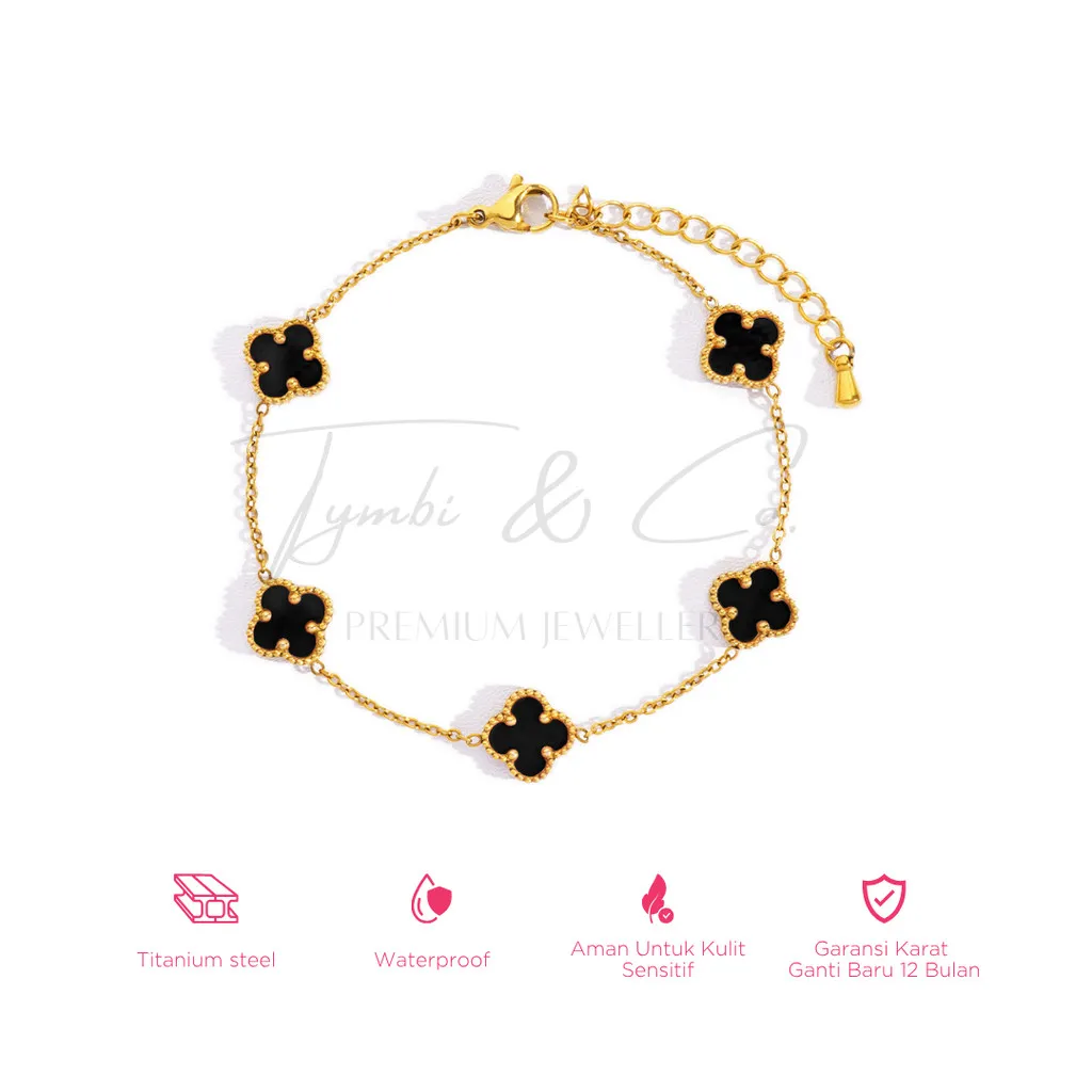 Tymbi&Co-Sienna Bracelet | Gelang Titanium Anti Karat | Gelang Clover Premium
