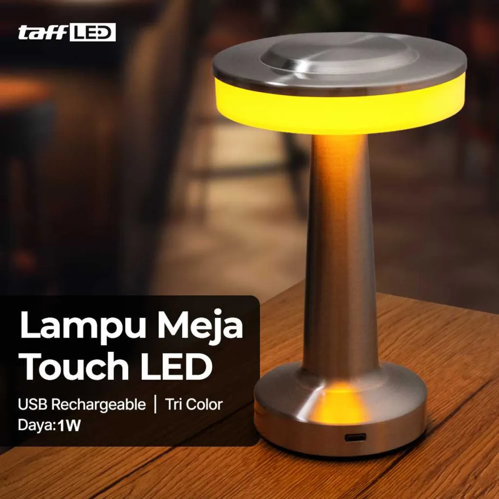 Lampu Meja Hias Touch LED USB Rechargeable Tri Color 10W - BRF5