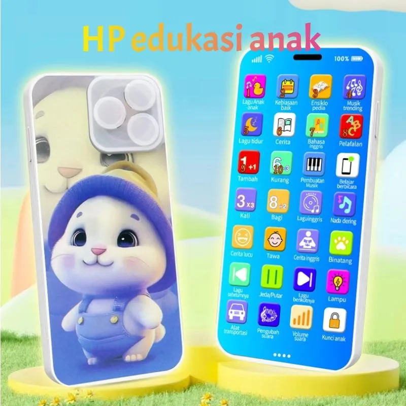 Mainan Edukasi Anak HP 36 tombol dengan Lampu Berwarna-warni dan Musik Dinamis untuk Membantu Belajar Bahasa dan Pengetahuan Umum