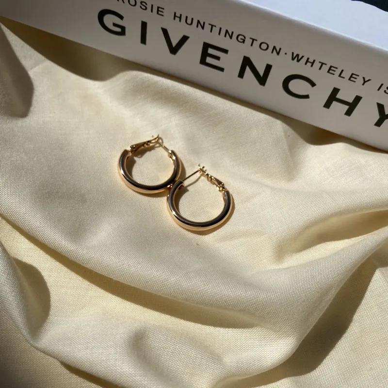 Anting Hoop Bulat Rhodium Anti Karat dan Anti Alergi Gold Song He Kyo - Frankie Earrings - Song Hye Kyo Earrings