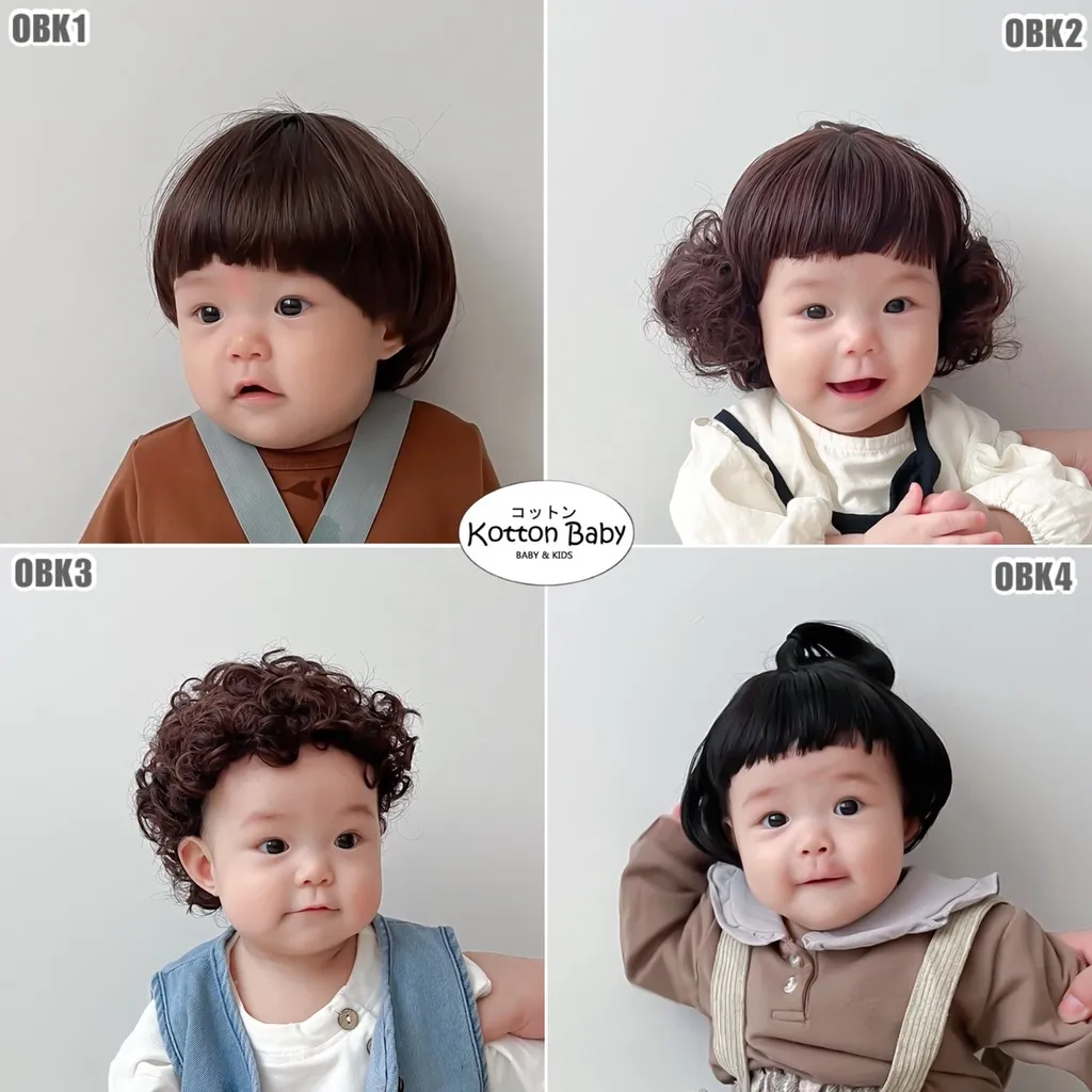 0-3 thn || Topi Wig Korea Bayi Rambut Palsu Newborn Anak Polos Kupluk Karakter Lucu Emen Anak Impor kotton baby Catalog OIMG OBK