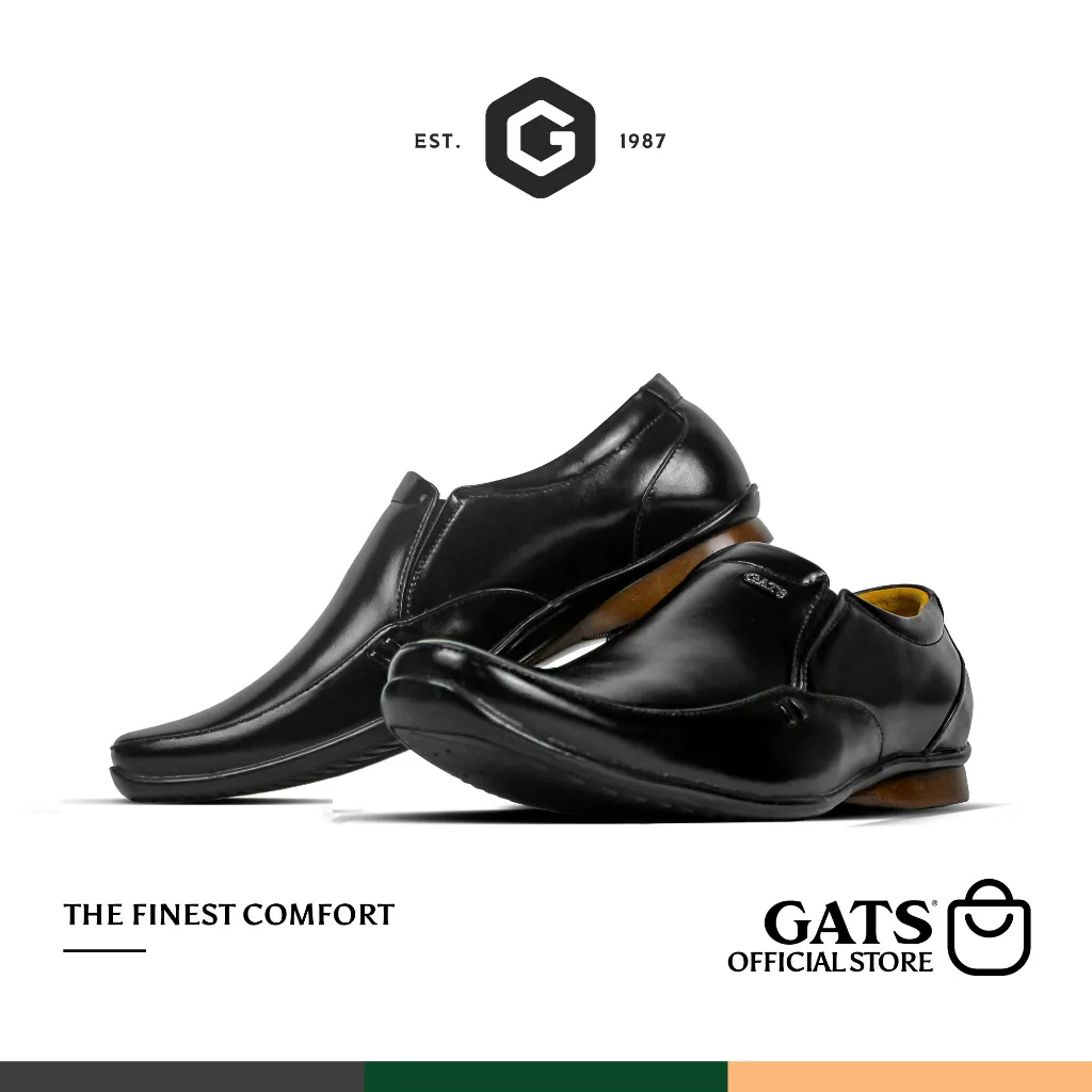 GATS - ZU 0020 - Sepatu Kulit Pantofel Hitam Casual Pria