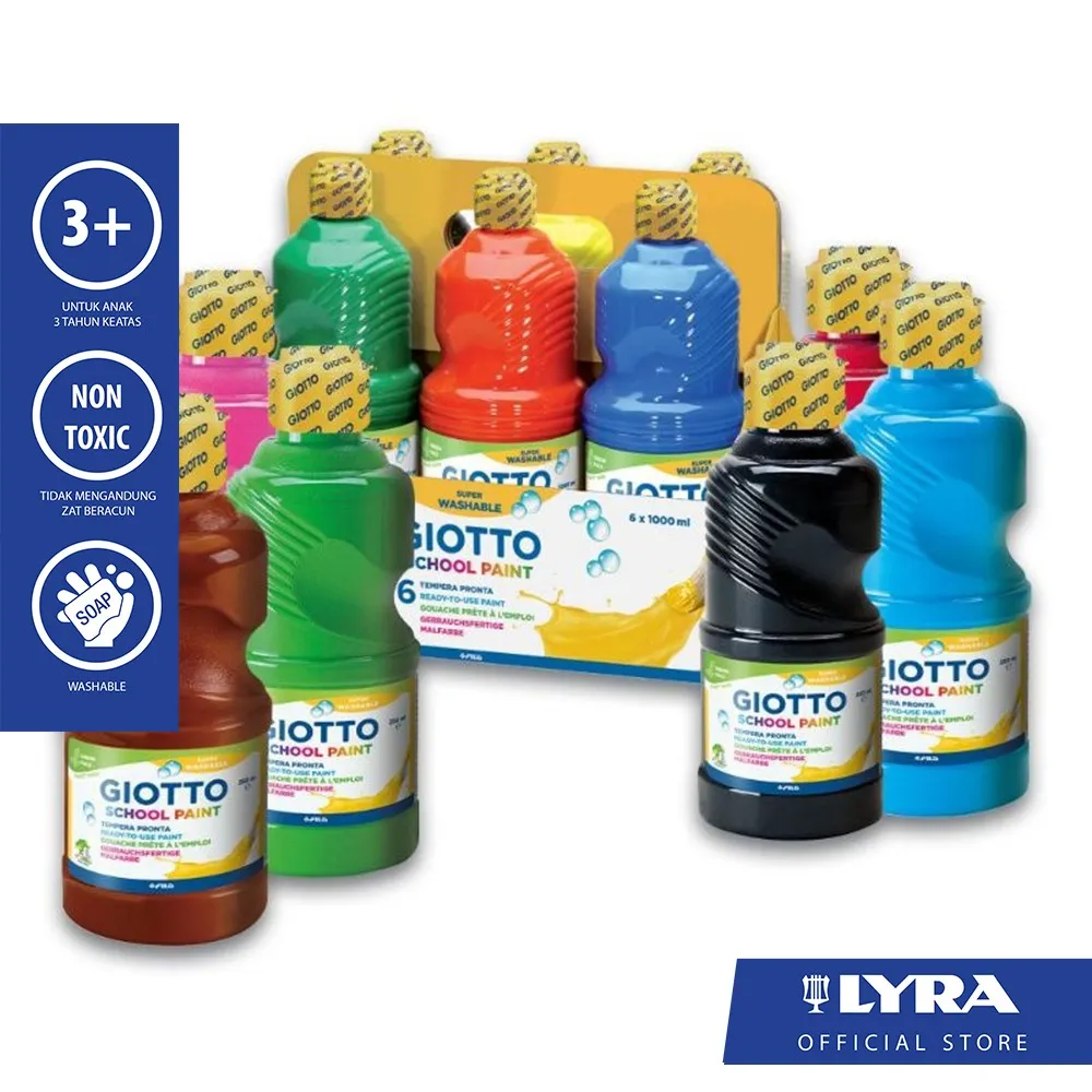 Giotto Cat Poster School Poster Paint 1ltr - Tidak Beracun, Sangat Mudah Dicuci, Untuk Anak Sekolah