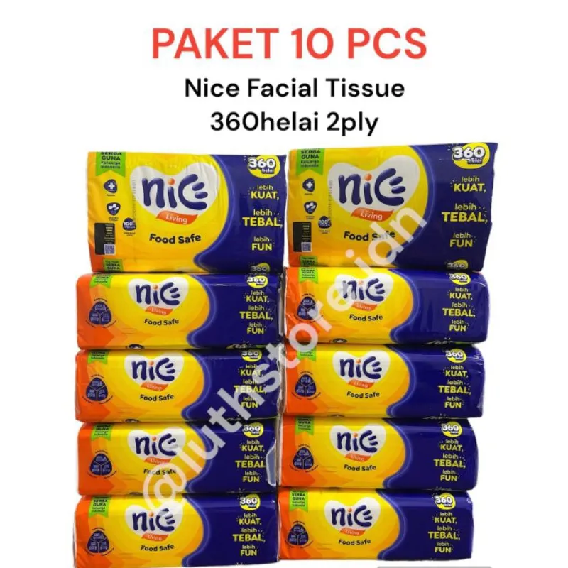 ( 10 PCS ) TISU NICE FACIAL TISSUE 360 HELAI 2 PLY