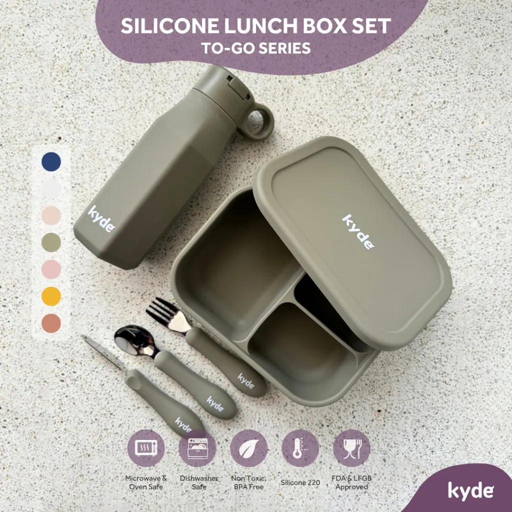 Kyde Silicone To Go Set | Set Lunch Bento Meal Box Anak dan Balita | Silicone Lunch Box Set | Tempat Makan Anak Silikon Sekat