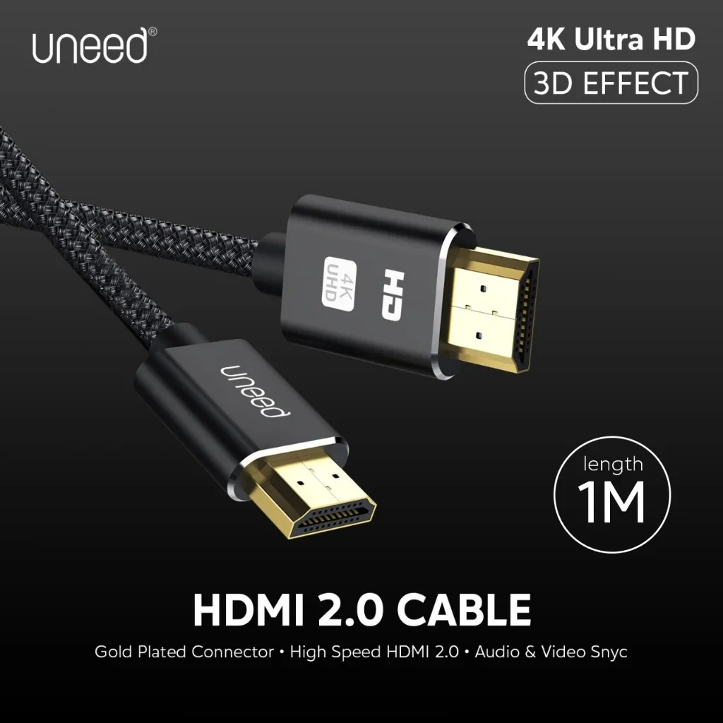 UNEED Kabel HDMI 2.0 4K 3D UHD High Speed Quality