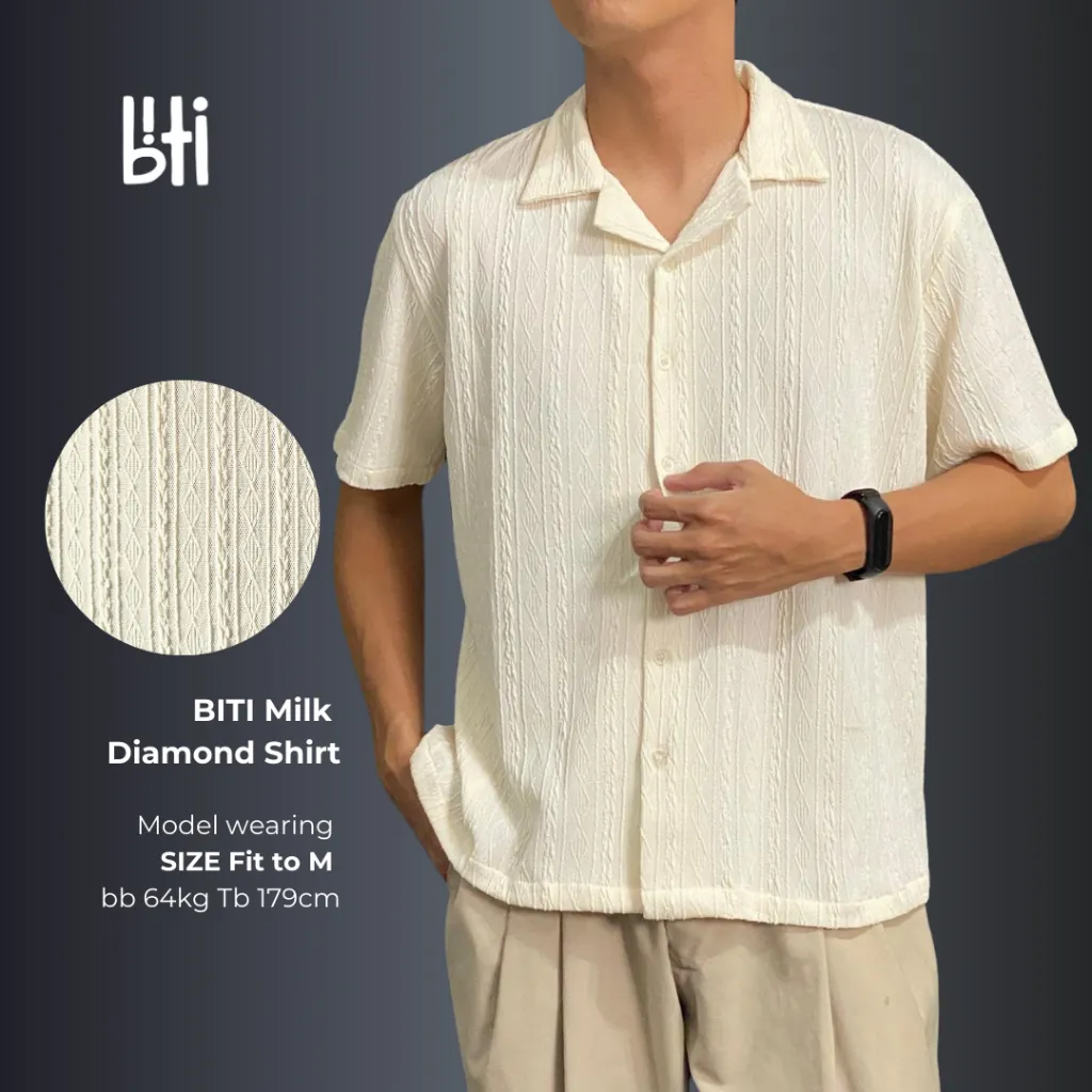 BITI Wave Knit Shirt | Kemeja rajut lengan pendek pria casual