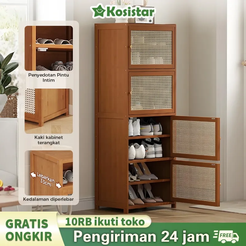Kosistar-Lemari Rak Sepatu/Rak Sepatu Tertutup Lemari Sepatu Kayu Rak Sepatu Penyimpanan Rak Sepatu Multifungsi Box Sepatu