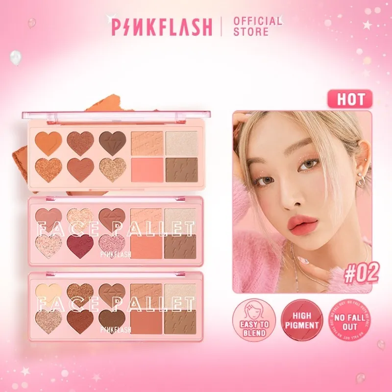 PINKFLASH Multi Face Palette Palet Wajah Lengkap Blush Contour Highlighter Praktis Tahan Lama ORI
