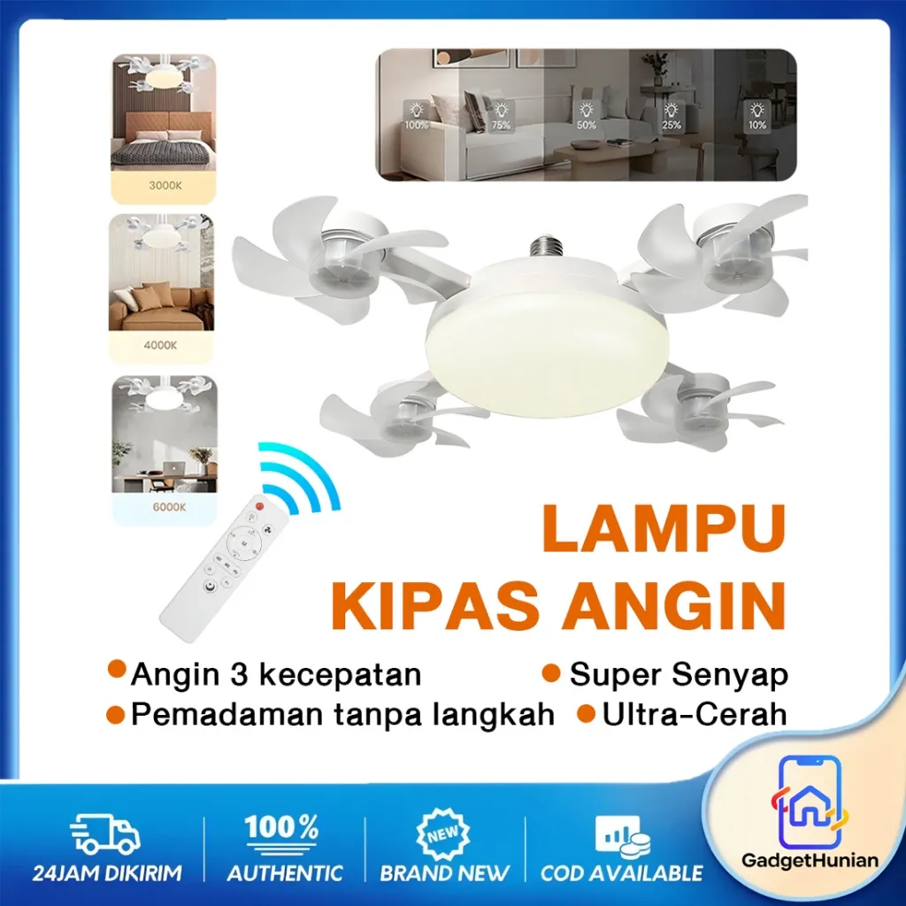 Lampu Kipas Angin Model Baru Berbentuk Drone Dengan Daya Angin Yang Sangat Kuat Dan Tiga Mode Pencahayaan Yang Dapat Diubah