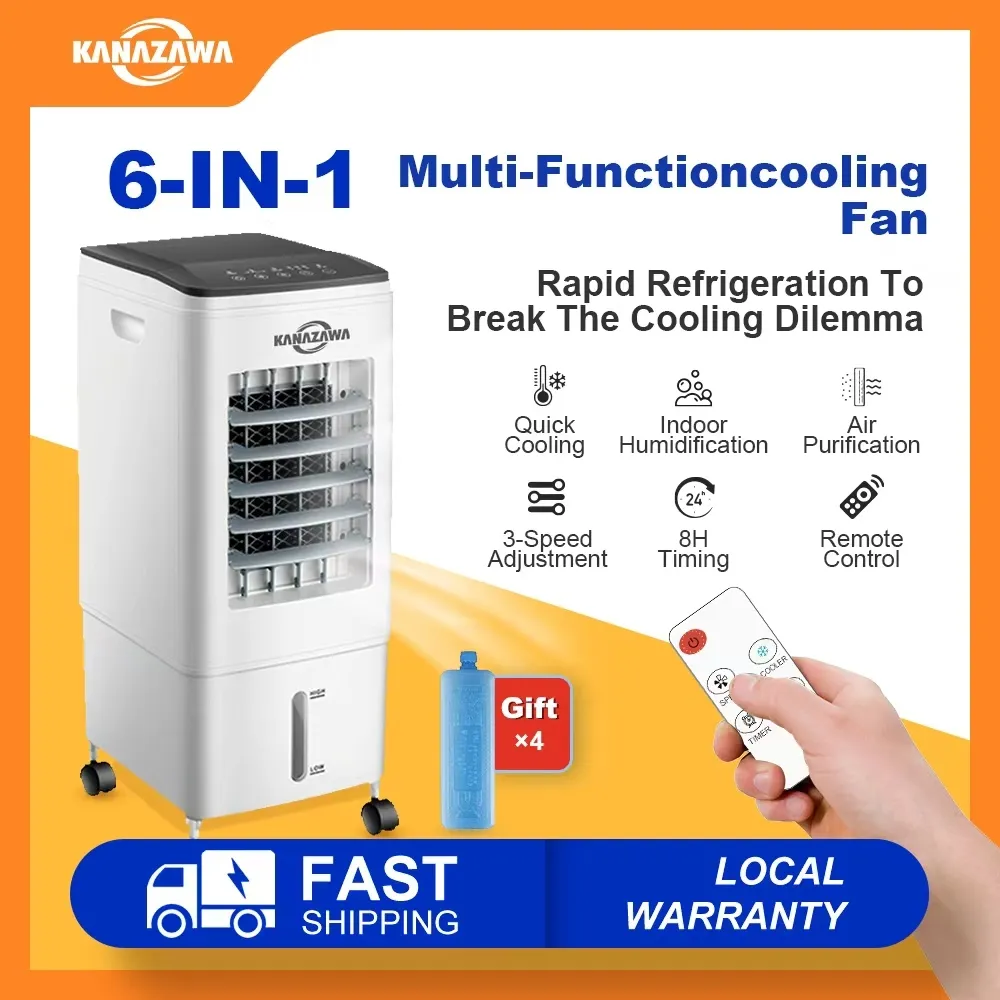KANAZAWA Air Cooler AC Mini Kipas Pendingin Ruangan Portable 4L 3 Mode Angin Remote Dingin Cepat Cocok Kamar Kos
