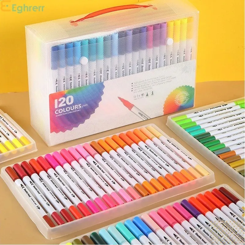 Eeghrerr Hightune Spidol Warna  Pen Washable Hook Pen Air Warna Anak-anak Pen Warna Air Warna Double Headed Pen 36Set Warna