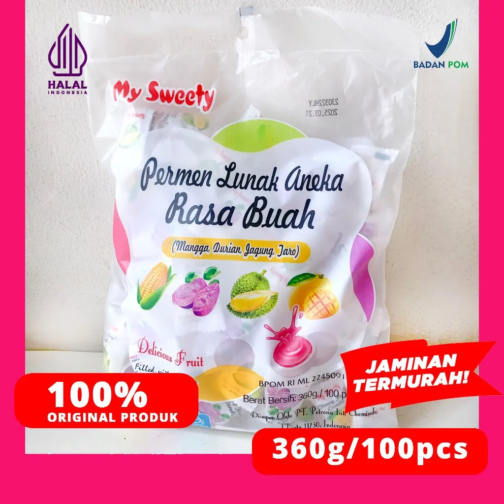 PERMEN SUSU LUNAK ANEKA RASA BUAH 100PCS/360G MYSWEETY
