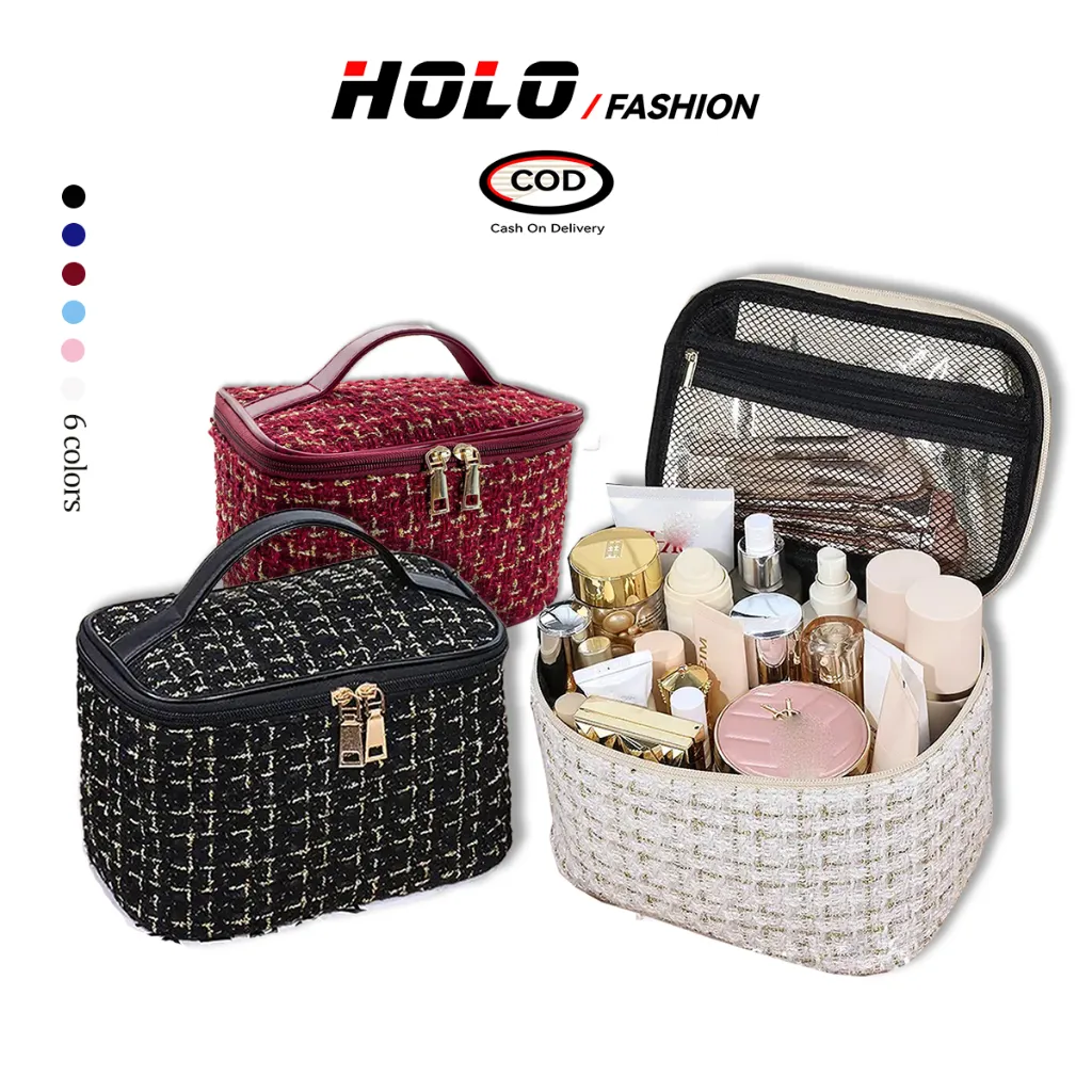 HOLO Pouch Make Up Tas Kosmetik Aesthetic Korea Tas Makeup Organizer Premium Besar Travel Bag Pouch