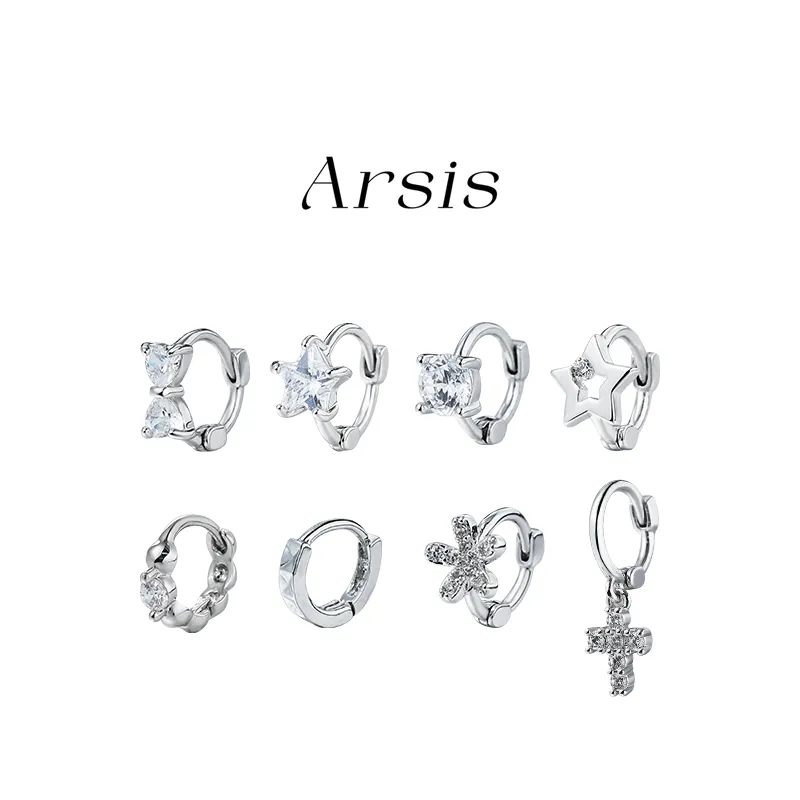 ARSIS Anting Bintang Perak Sterling Wanita Gaya Korea Anting tulang telinga kecil dan indah Earrings