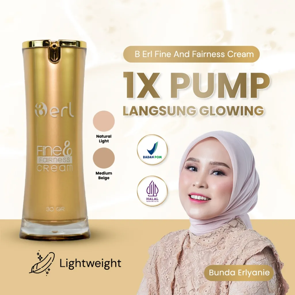 B ERL Fine And Fairness Cream Foundation 30gr l Alas Bedak Glow Finish Coverage Samarkan Noda Hitam
