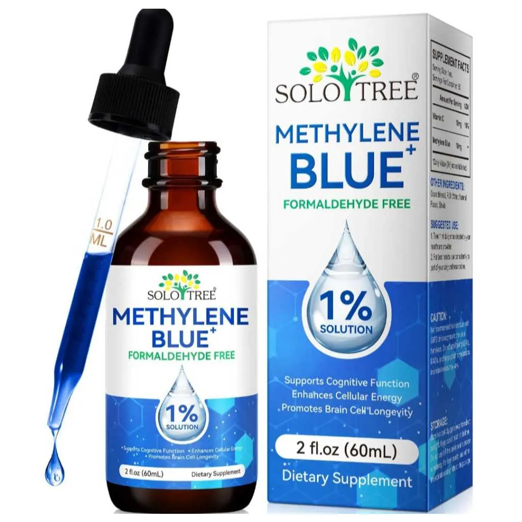 Solo Tree Methylene Blue 60ML Bebas Formaldehid dengan Vitamin C & Stevia Mendukung Fungsi Kognitif & Energi Seluler 1% Solution Suplemen Makanan Antioksidan