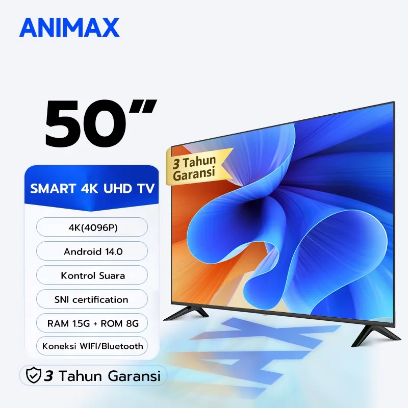 Animax Smart TV 50/55/65 inch TV Digital Android 11.0  4K UHD Televisi Pengontrolan Audio Bluetooth Dolby Audio [Garansi 3 Tahun ]