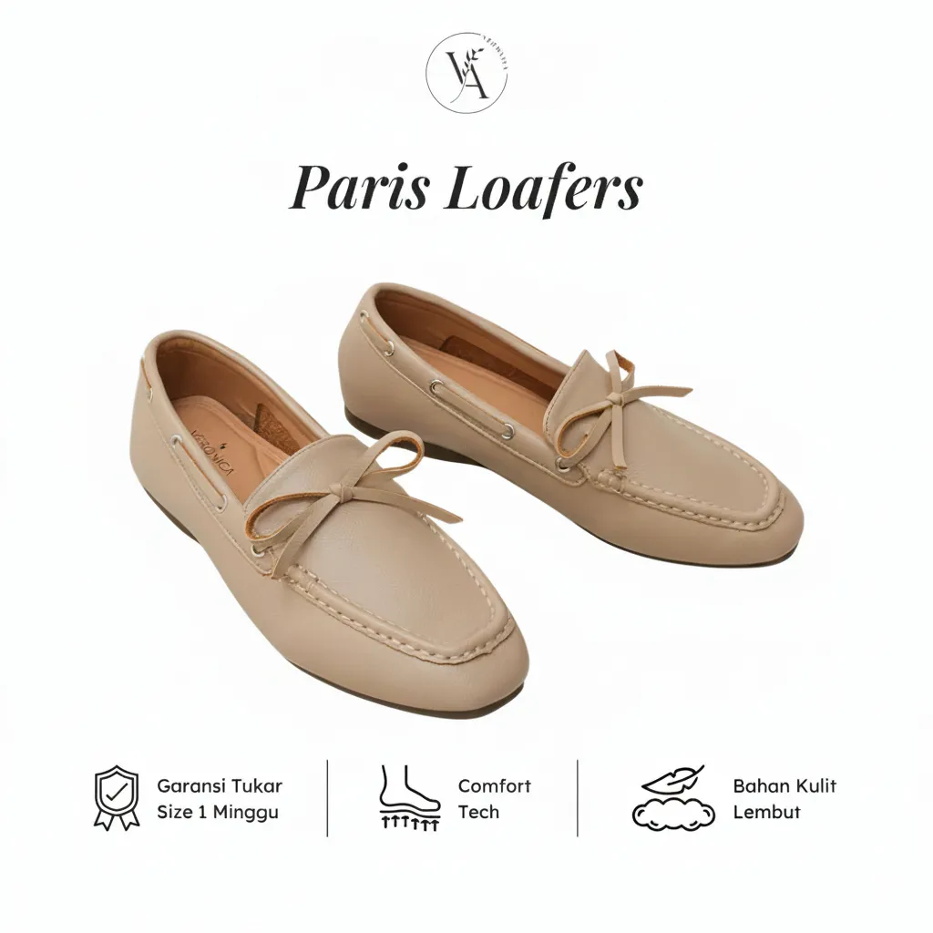Veronica - Paris Loafers (Black, Oat, Nude) Sepatu Wanita | Sepatu Loafers Wanita Nyaman Untuk Daily