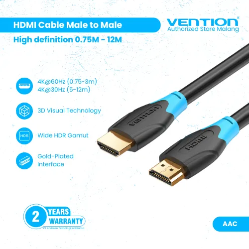 Vention AAC Kabel HDMI 3D v2.0 4K UHD High Speed Quality PVC Round/Flat HDMI 0.75M 1M 3M 5M 10M 12M