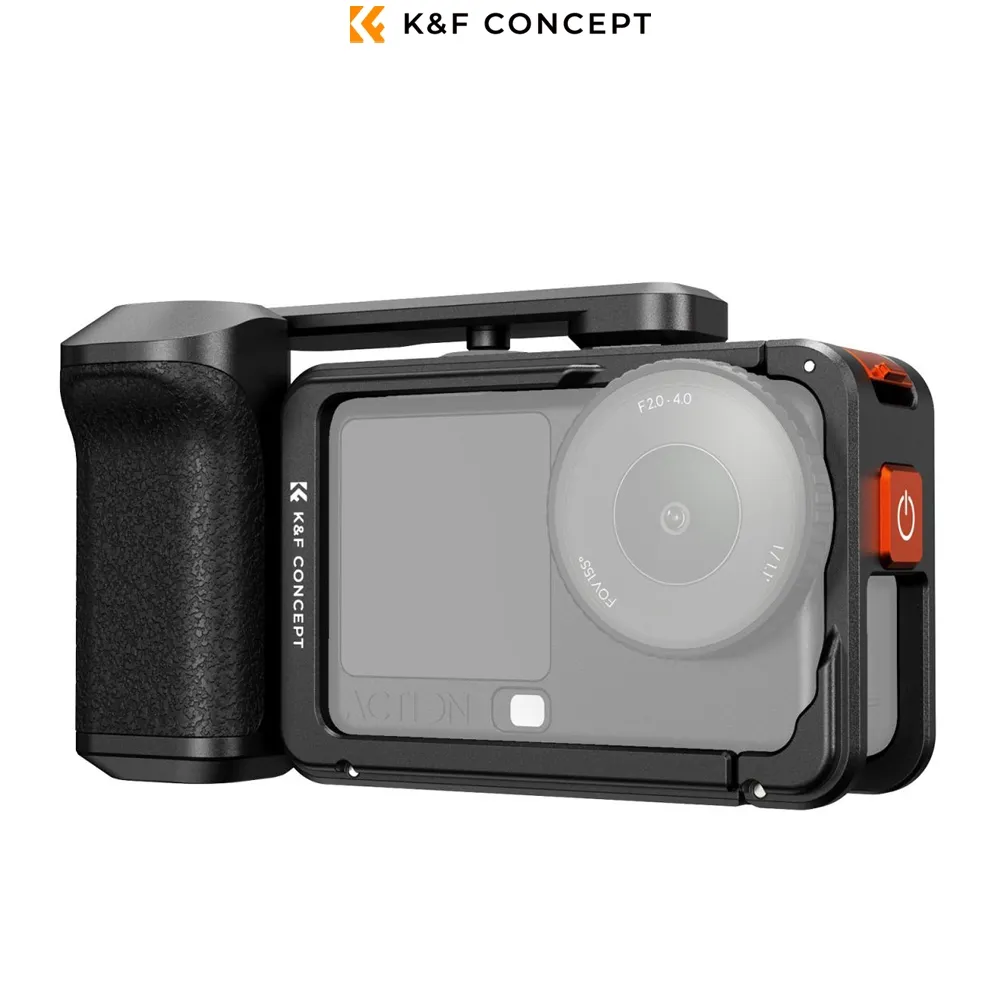 Camera Handle Grip dan Cage DJI Osmo Action 6 K&F Concept Cold Shoe Quick Release Shutter Button