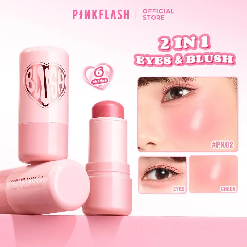 PINKFLASH Multi Use Watery Blush on Stick Healthy & Long lasting High pigment Rosy Cream 6 Shades PFF16