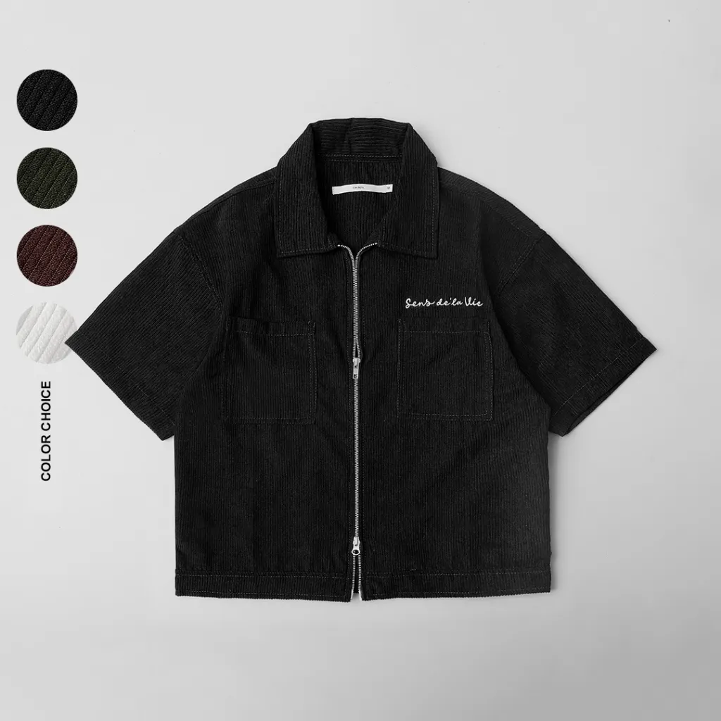 UNCLEJIN - Virgil Boxy Double Zipper Corduroy Shirt