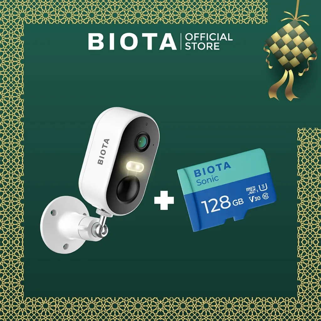 BIOTA Bundling Smart Camera Battery Fixed + Micro SD - Kamera CCTV Tanpa Kabel Pantau Jarak Jauh Lewat HP