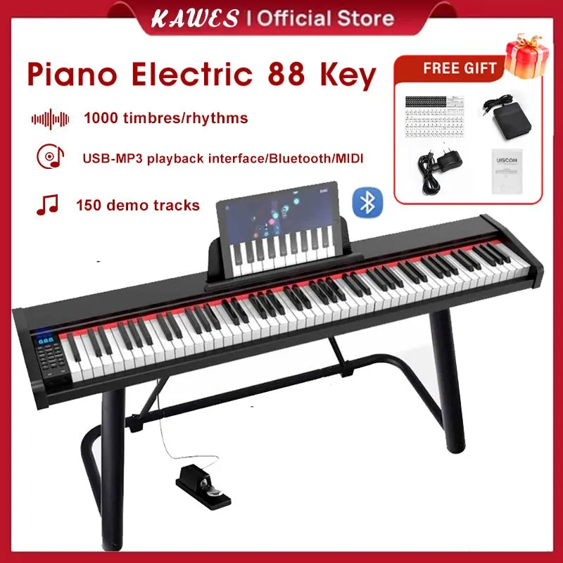 KAWES Piano elektronik, piano elektronik 88 tombol,  piano elektrik portabel profesional, Piano listrik kelas profesional multifungsi MIDI