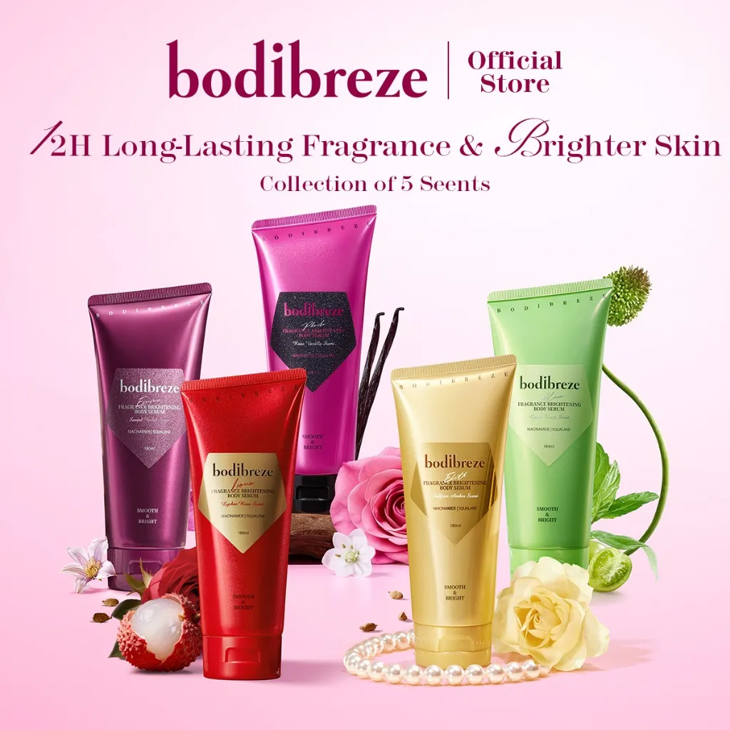 Bodibreze Nikmati 5 Aroma Parfum Pilihan 180ml | Leona / Edith / Emma / Phoebe / Alice | Body Lotion Whitening Body Cream Pemutih Body Butter Brightening Softening Smoothing Hydrating Skin Long-Lasting Fragrance With 99% Pure Niacinamide