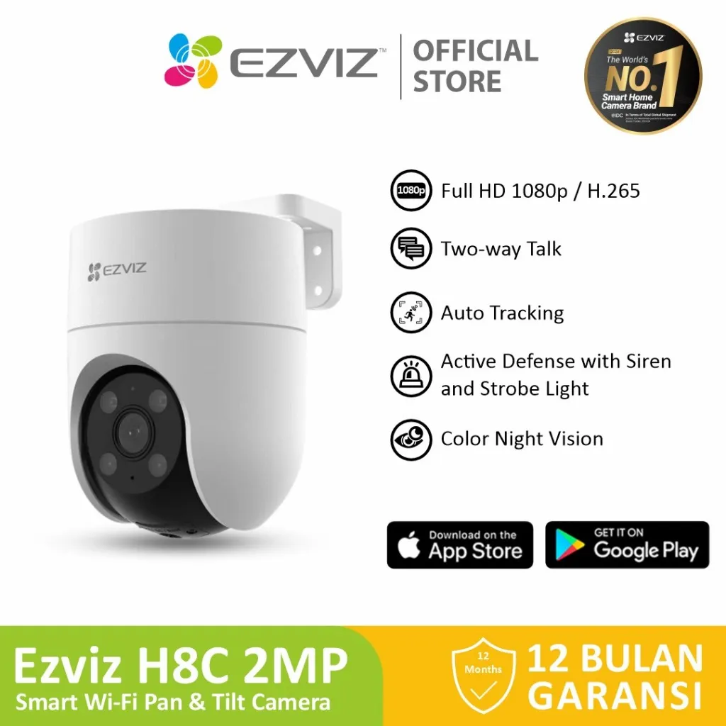 Ezviz H8c 2MP Outdoor CCTV Pan & Tilt Wifi IP Camera Auto Tracking 1080p