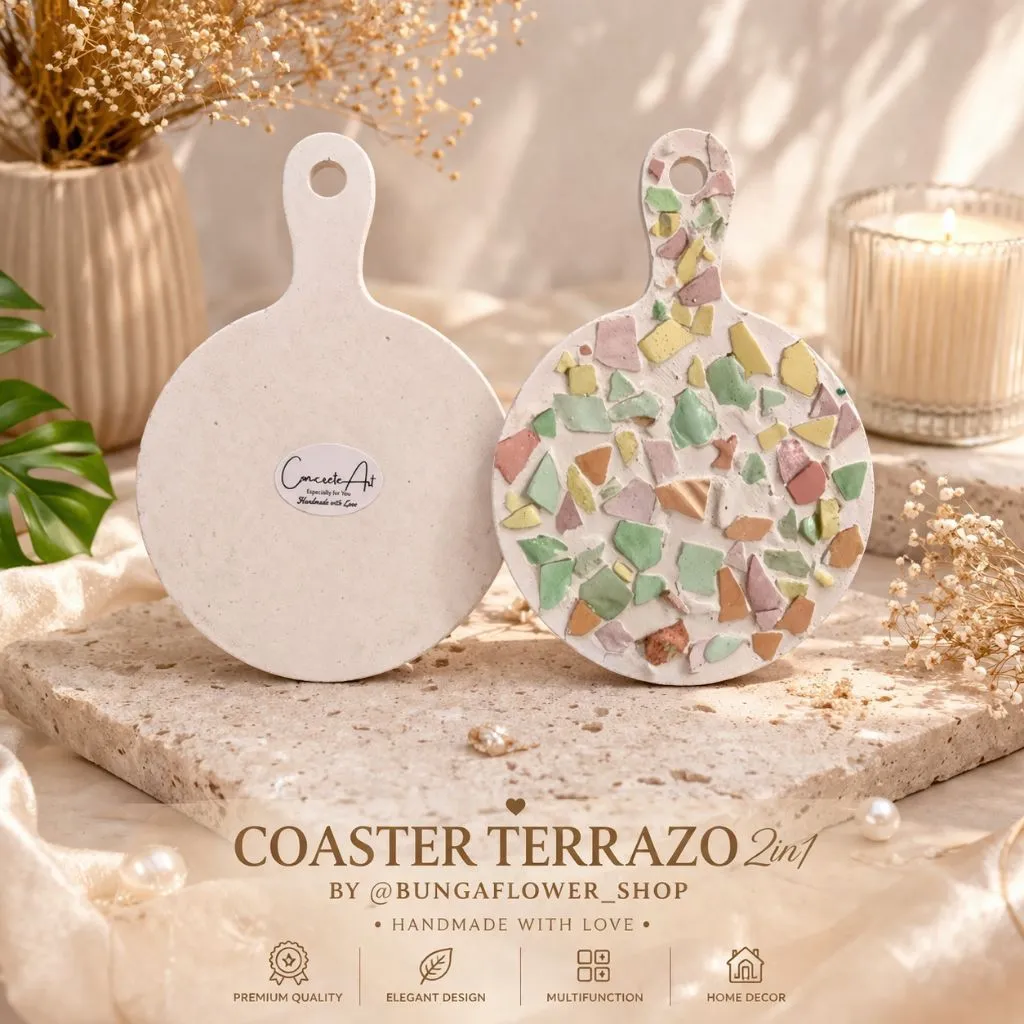 [ PROMO TERMURAH ] COASTER TALENAN AESTHETIC 2IN1 SISI DEPAN PUTIH SISI BELAKANG TERRAZO - DEKORASI RUMAH - PERLENGKAPAN RUMAH - TATAKAN GELAS - TATAKAN SKIN CARE - TATAKAN SERBAGUNA - PROPERTI FOTOGRAFI - SOUVENIR GIFT MURAH