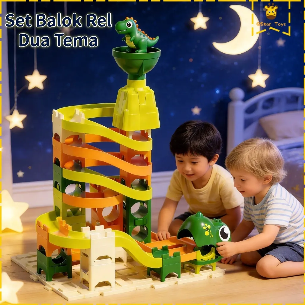 Gstar Mainan Edukasi Montessori Anak Usia 2-7 Tahun Balok Rel Luncur Bola Marble Run DIY Kreatif Latih Konsentrasi & Motorik Halus Interaktif Orang Tua & Anak Aman