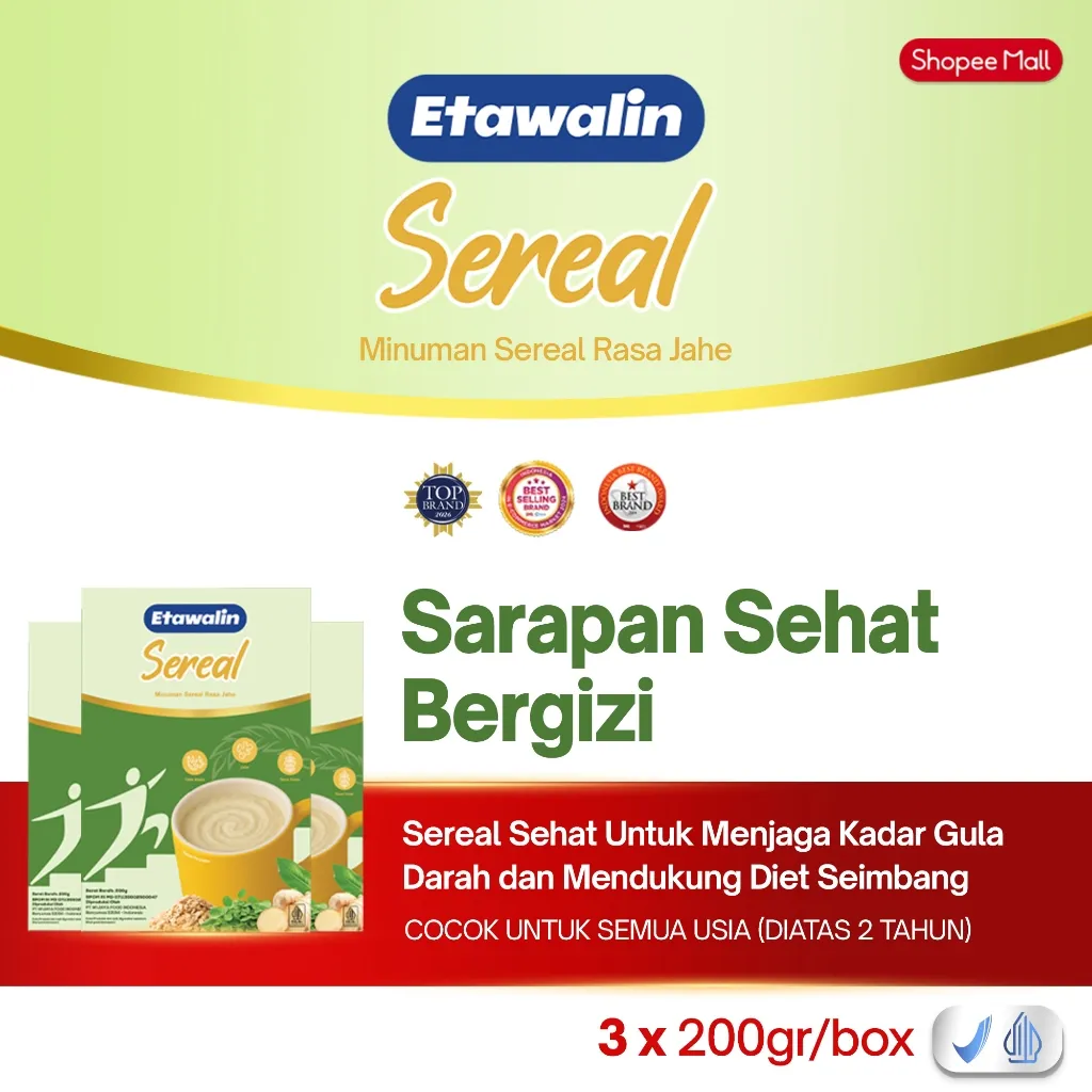 Etawalin Sereal 3 Box Untuk Sarapan Sehat & Minuman Cereal Rasa Jahe Enak Nikmat