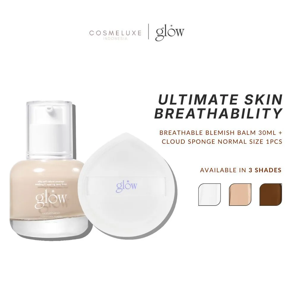 Cosmeluxe - Bundling GLOW BB Balm + Sponge 1pcs - Natural & Breathable Glowing Look - FREE Normal Cloud Sponge