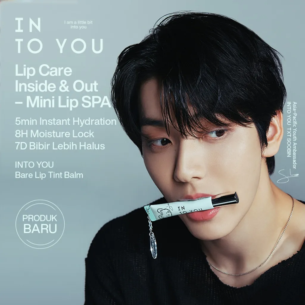 [Soobin's Pick] INTO YOU Bare Tint Lip Balm Glowy Dewy Finish Melembapkan Ringan Tahan Lama Tidak Transfer Cocok untuk Natural Makeup Look