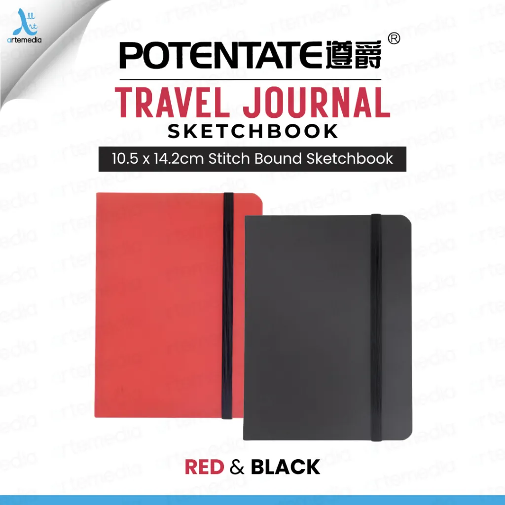 Potentate Travel Journal Sketchbook Soft Cover 10.5×14.2 cm | Buku Catatan & Buku Sketsa Portable | Compact Notebook 80gsm 160 Halaman