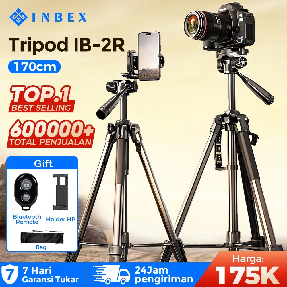 INBEX IB-2R 170CM Tripod Kamera Hp Bluetooth Remote Aluminum Tripot Holder Konten Tongsis Video Tripod